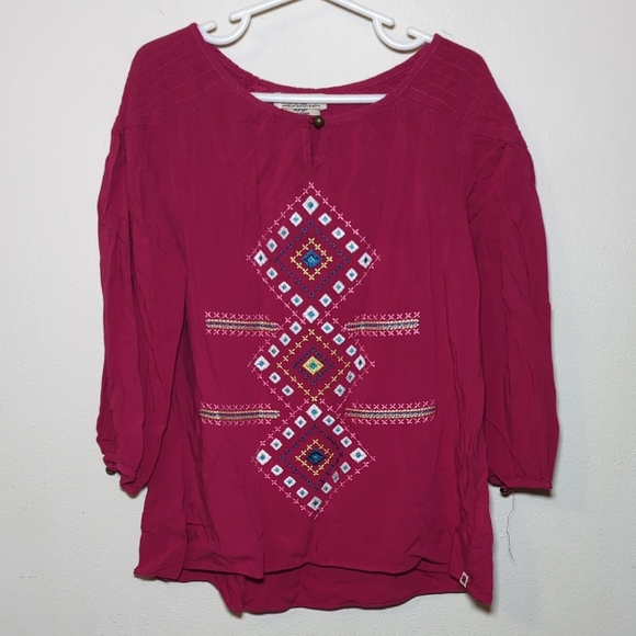 Lucky Brand Magenta Embroidered Tunic with Shoulder Stitching Girls Size Large - Picture 1 of 6
